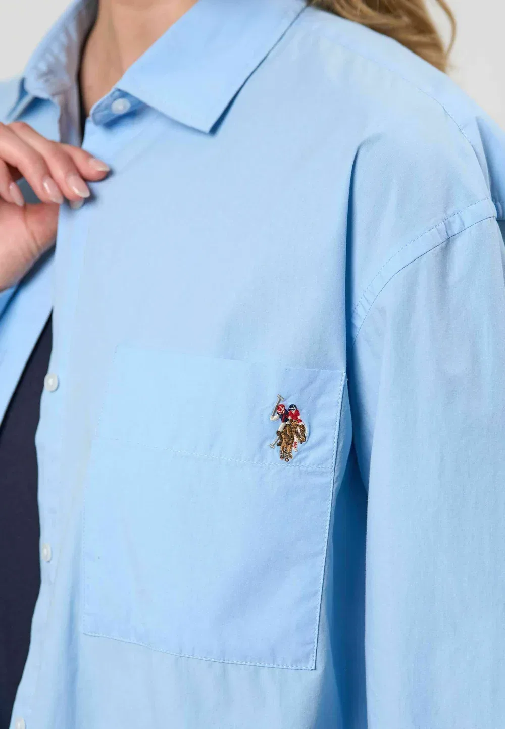 Рубашка Uwlilli - блузка на пуговицах U.S. Polo Assn., Cerulean — фото 4