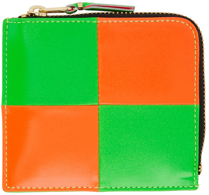 

Оранжево-зеленый кошелек Fluo Square с молнией до половины Comme des Garçons Wallets