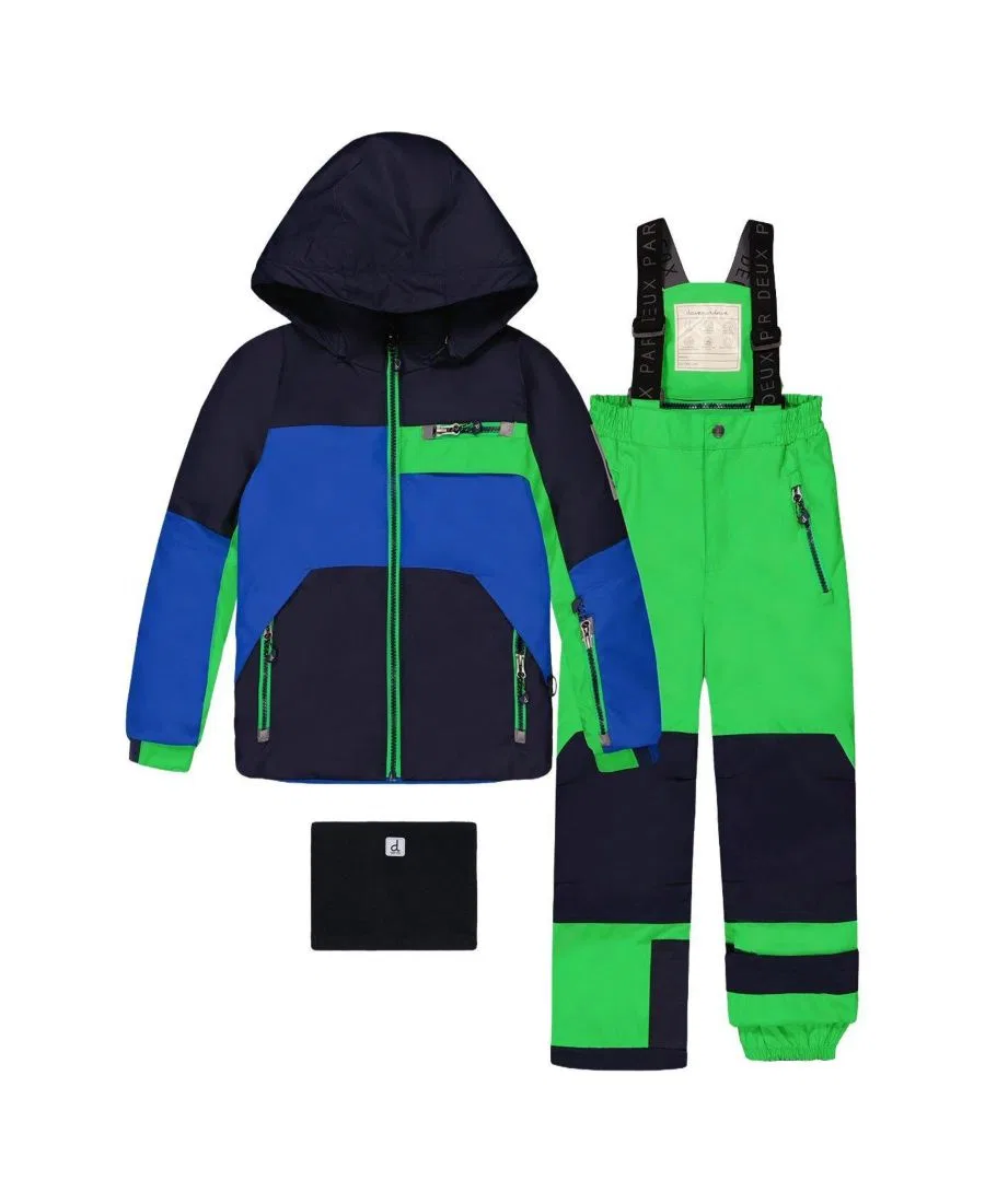 Детский снежный комплект из куртки и полукомбинезона Lake Days Quote Deux par Deux, Royal Blue And Green