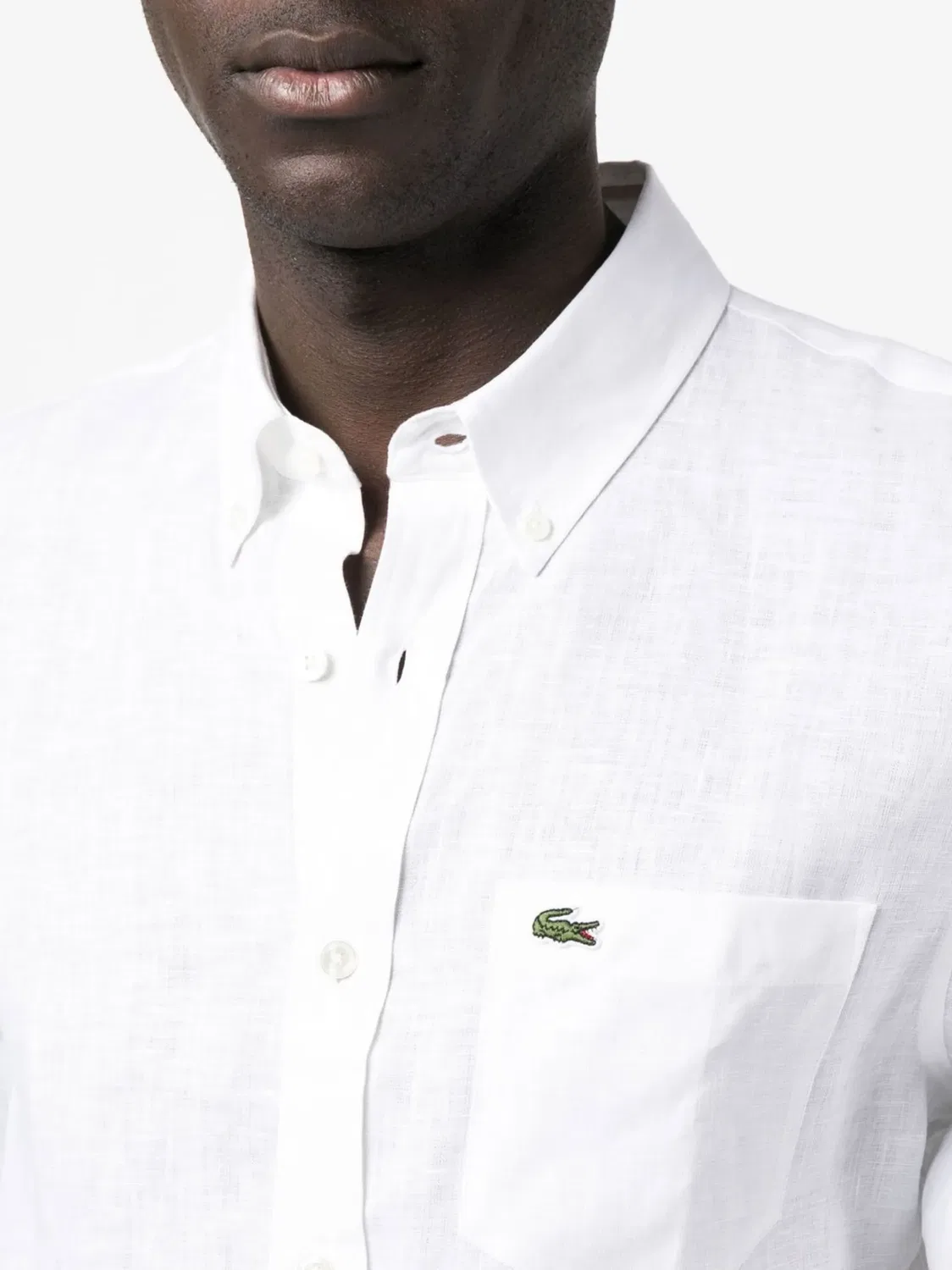Рубашка с Пуговицами и Вышитым Логотипом Lacoste, белый — фото 4