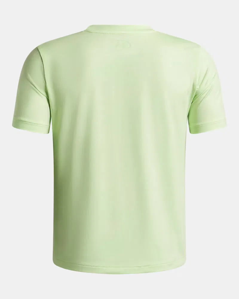 Футболка для мальчиков с коротким рукавом, быстросохнущая, UA Vanish Printed UnderArmour, Lumos Lime — фото 2