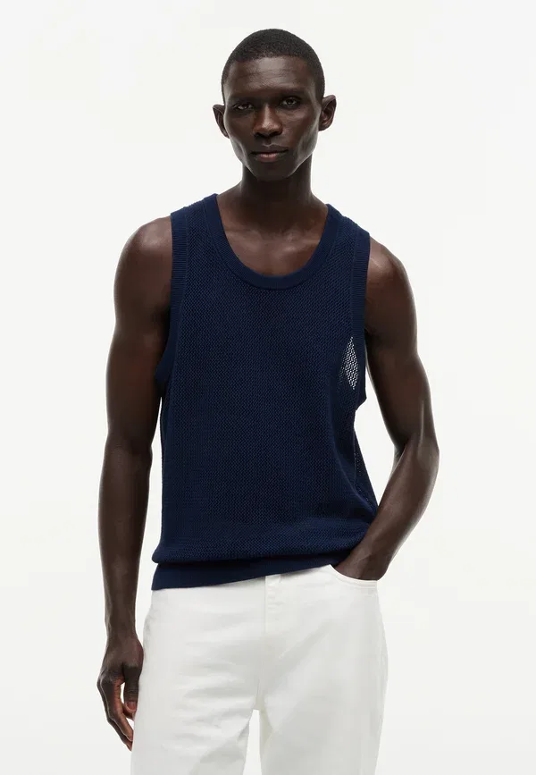 Топ хлопковый Mesh Tommy Hilfiger Carbon темно-синий