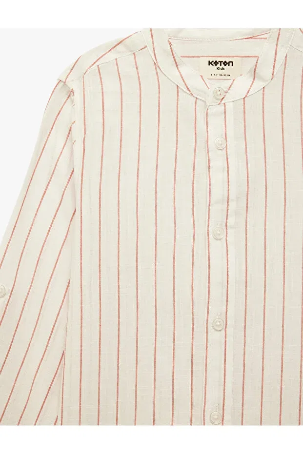 Детская рубашка для мальчиков с длинным рукавом Koton, White Striped — фото 3