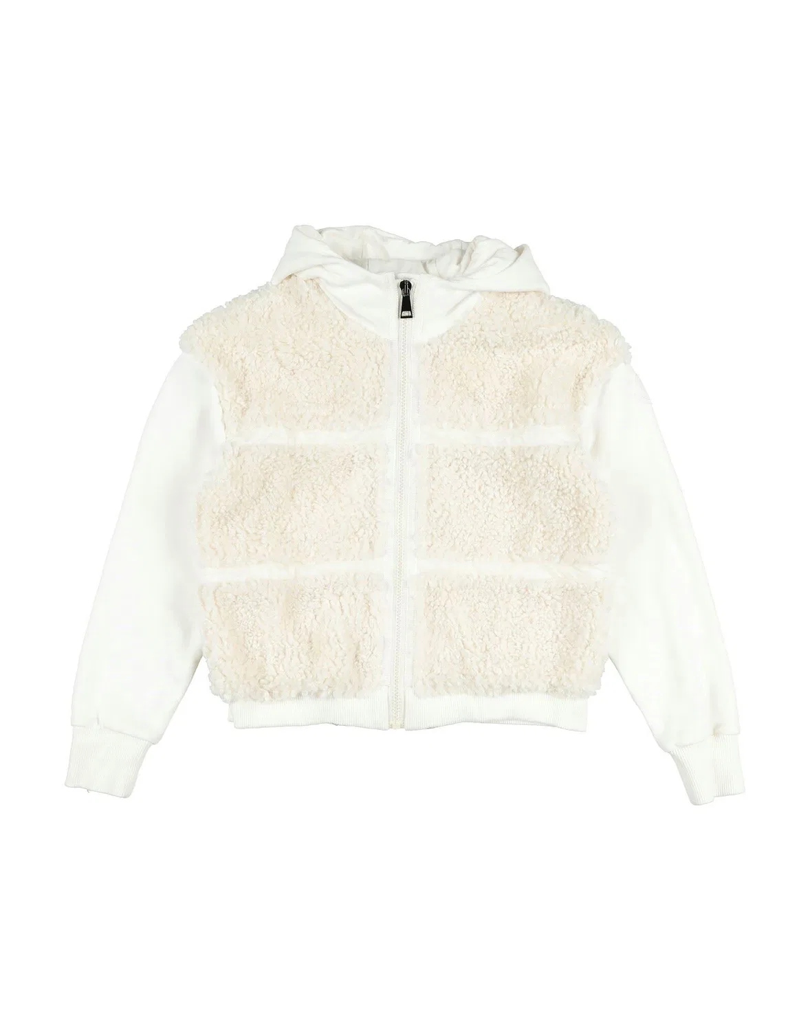 Детская флисовая кофта с капюшоном Moncler, айвори