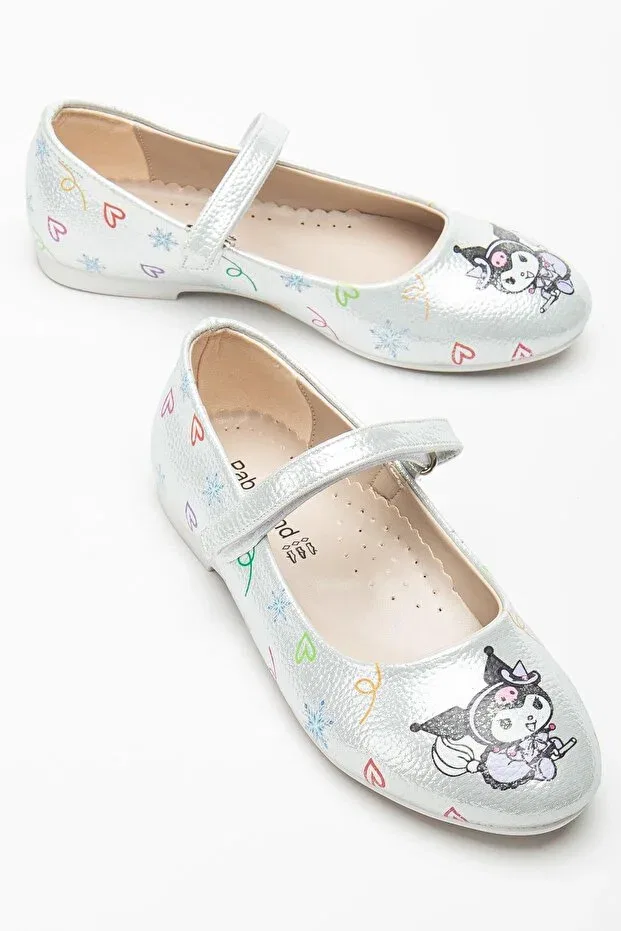 Детские балетки для девочек с принтом Insole Orthopedic Girl's Kuromi Figured Ballerinas Pabuçland, Sedef — фото 3