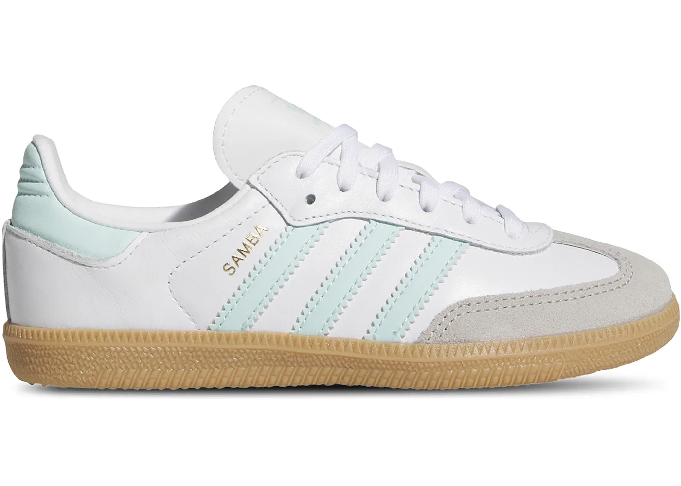 Детские кроссовки с замшевыми вставками Adidas Samba OG, Cloud White/Semi Flash Aqua/Gum