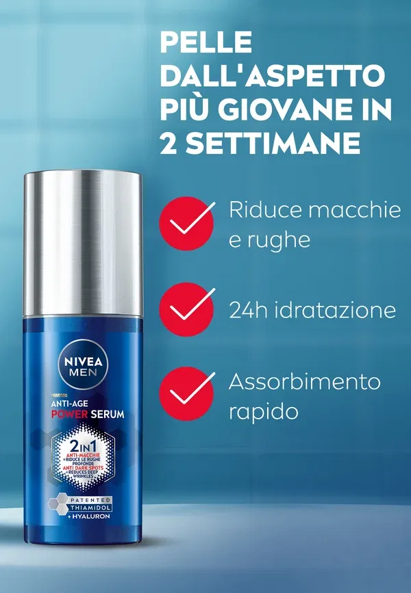 Набор для ухода с сывороткой и кремом Luminous Anti-age Power Set Nivea Men, transparent 80 мл, прозрачный — фото 4