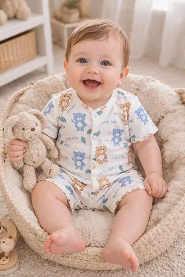 Детский комбинезон с коротким рукавом с принтом brave little bear Omy, Brave Little Bear — фото 2