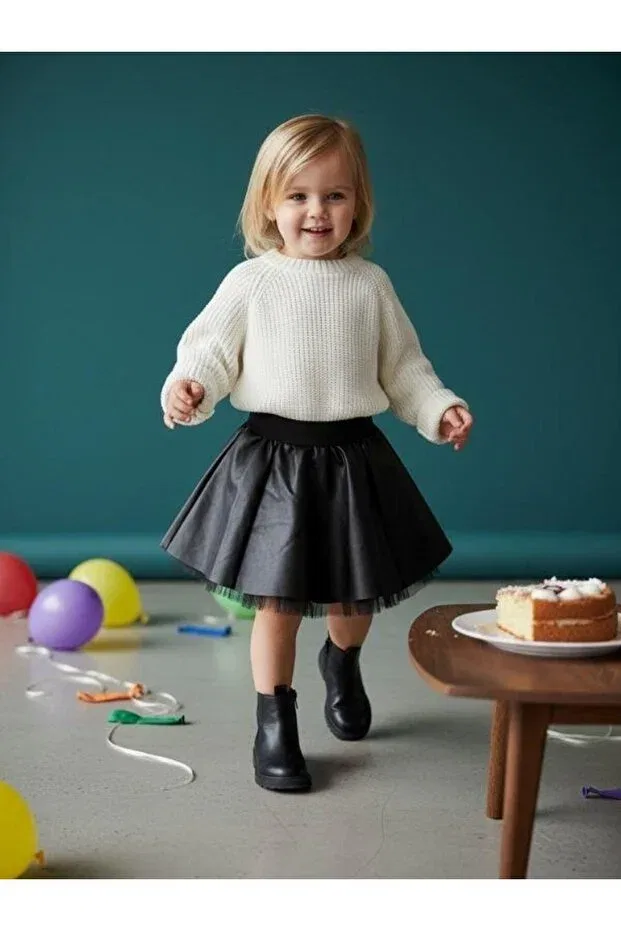 Детское платье для девочек кожаное Zekids, Black — фото 4