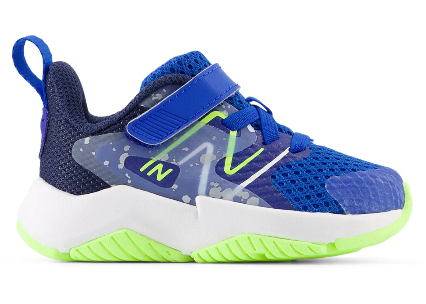 Детские кроссовки Performance с системой шнуровки без завязывания New Balance Rave Run v2 Bungee Lace, Team Royal/Blue Oasis/Bleached Lime Glo