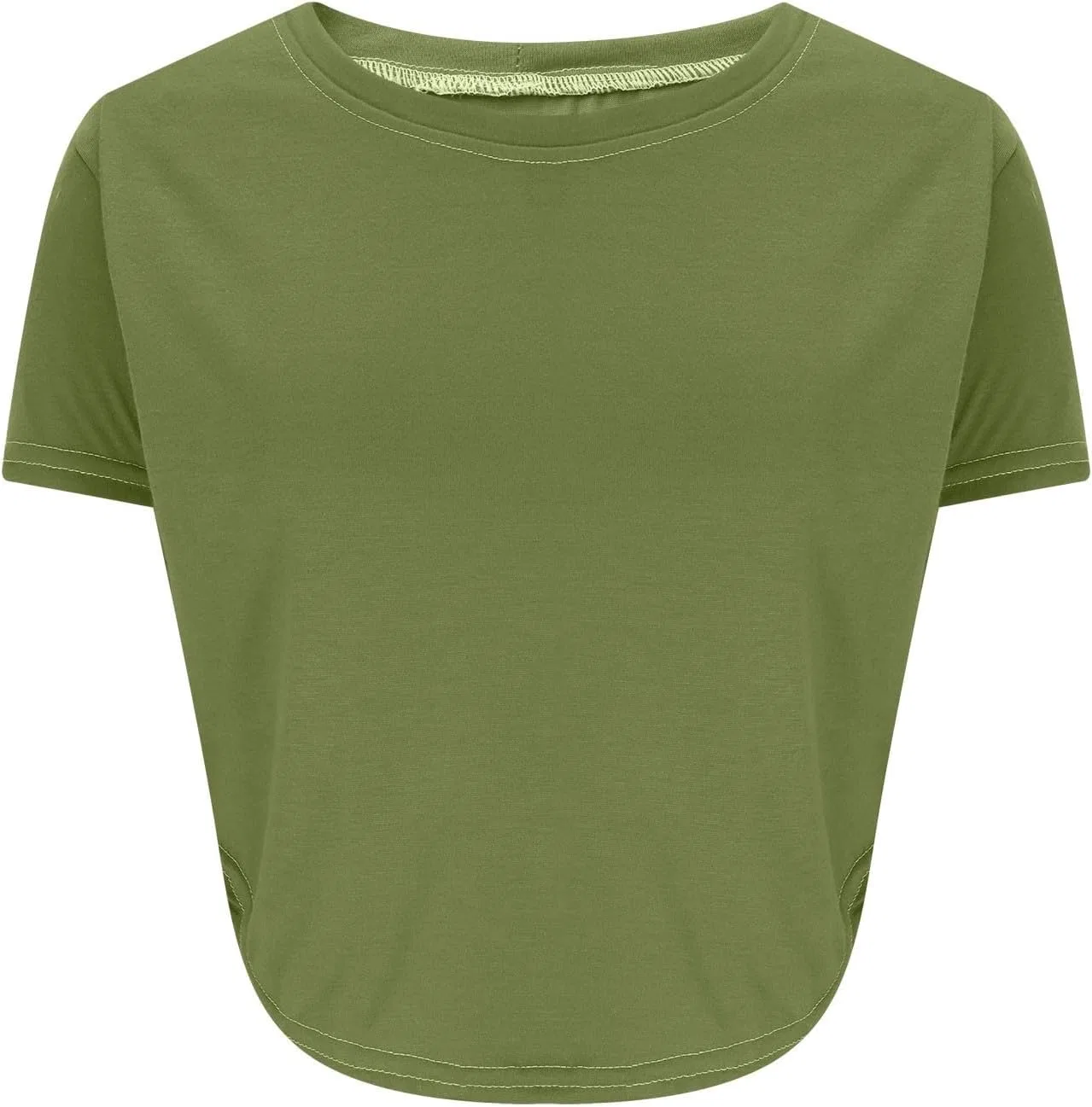 Женская футболка с коротким рукавом из мягкого трикотажа, Army Green — фото 4