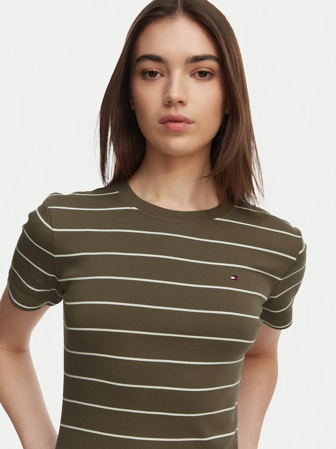 Женская футболка приталенного кроя New Cody Tommy Hilfiger, коричневый — фото 4