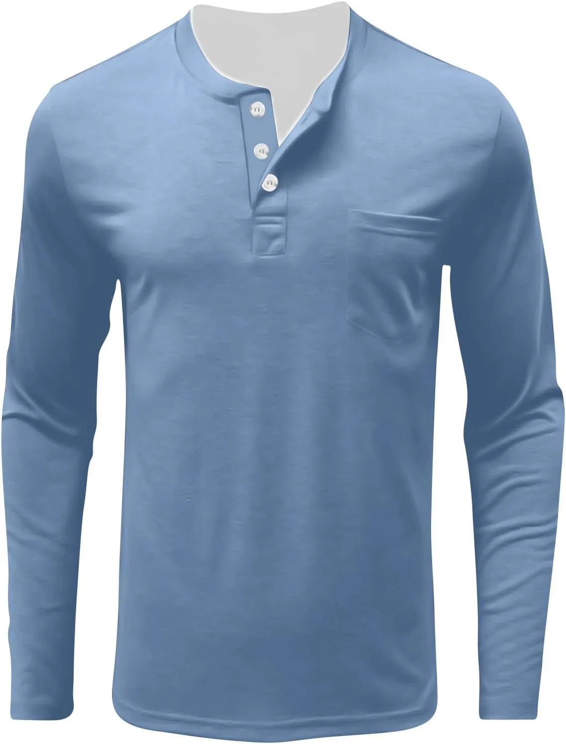 Мужская свободная футболка с длинным рукавом, Light Blue — фото 4