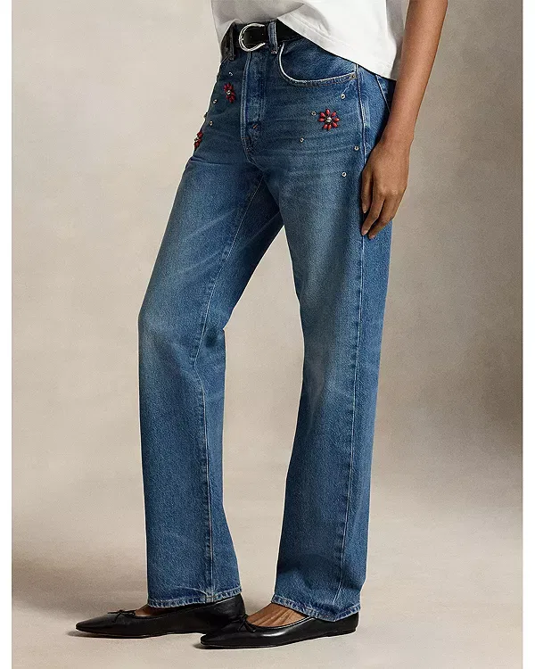 Женские джинсы с завышенной талией Relaxed High Rise Straight Bahamar Wash Ralph Lauren, Bahamar Wash — фото 4