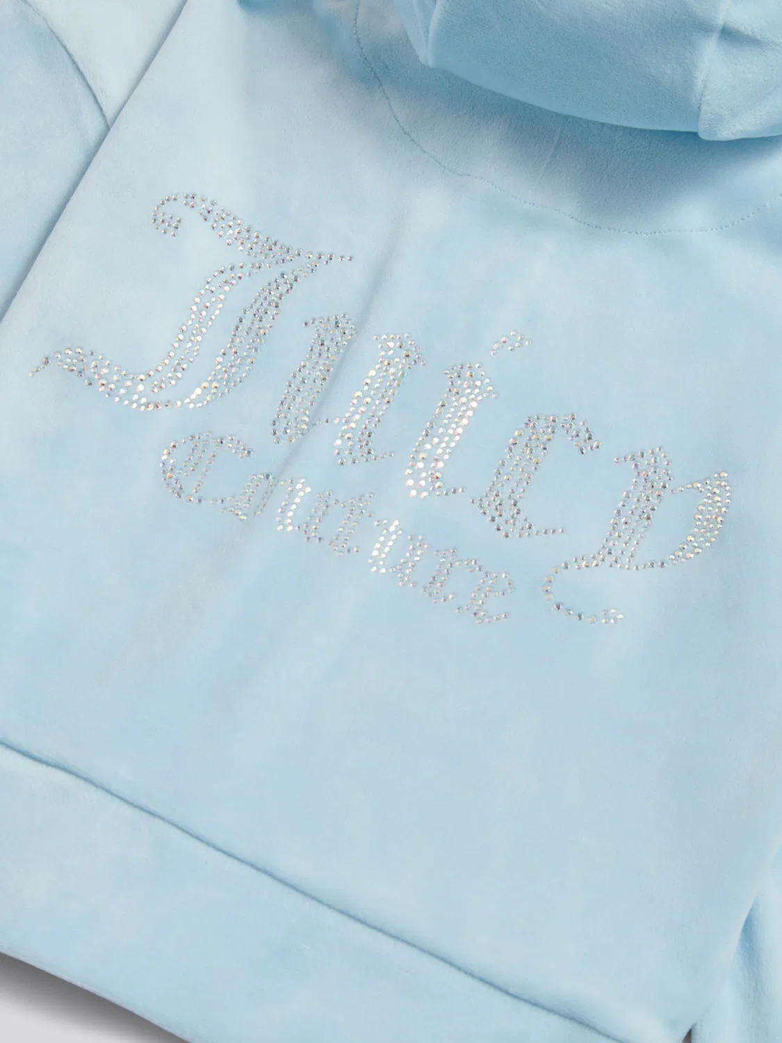 Худи кроп-велюр с диамантовым лого Juicy Couture, синий — фото 3