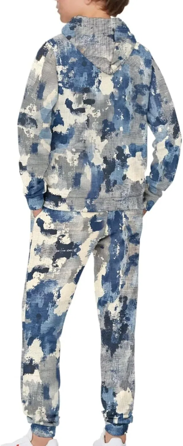 Детский спортивный костюм из толстовки и джоггеров YECARYPOD, Blue Camo — фото 4