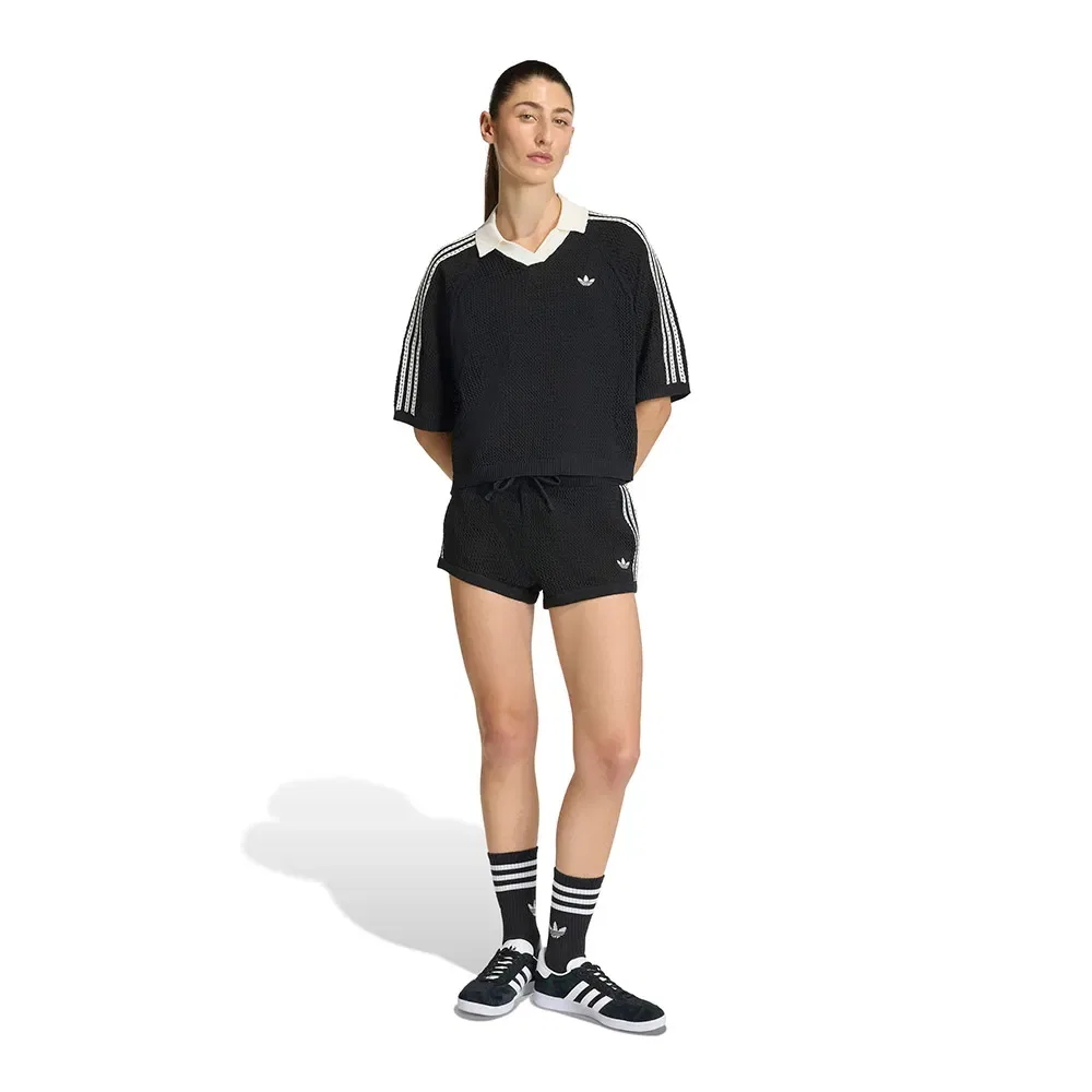 Шорты вязаные крючком Adidas Originals, черный — фото 4