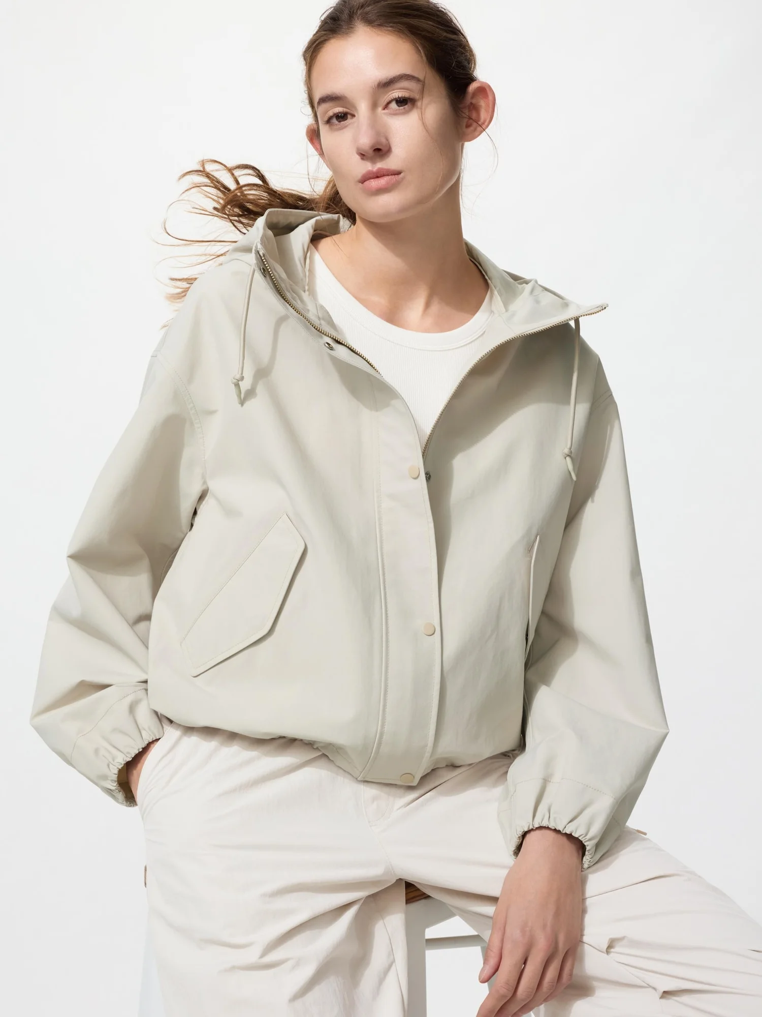 Короткая парка Uniqlo женская, 31 бежевый