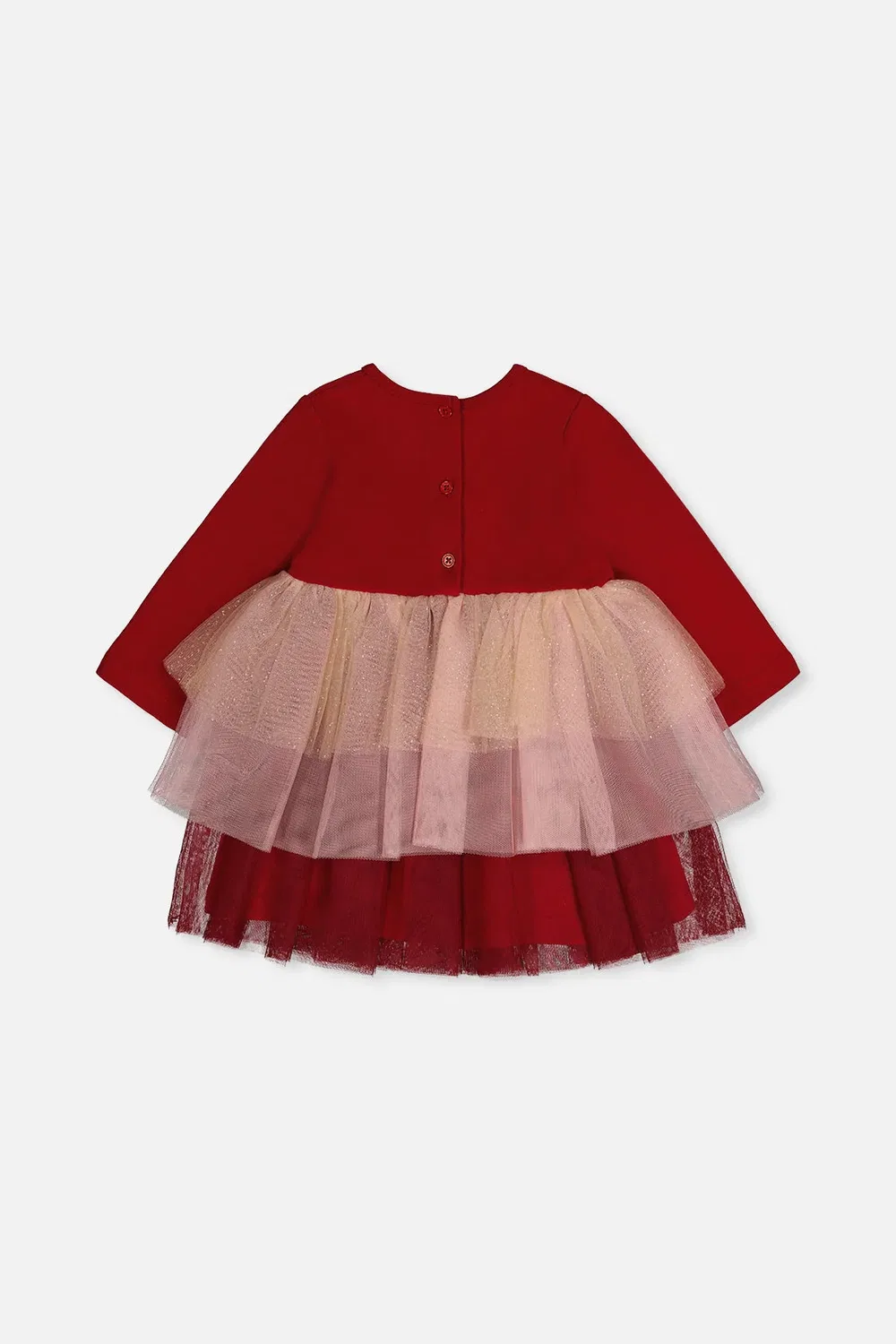 Детское платье для девочек с блестящей юбкой Christmas Couture Deux par Deux, Rouge — фото 4