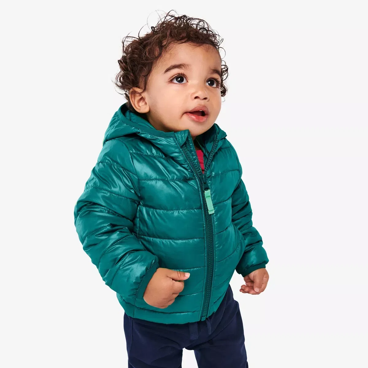 Детское пальто-пуховик из переработанного полиэстера Primary Lightweight Puffer Jacket, Spruce — фото 2