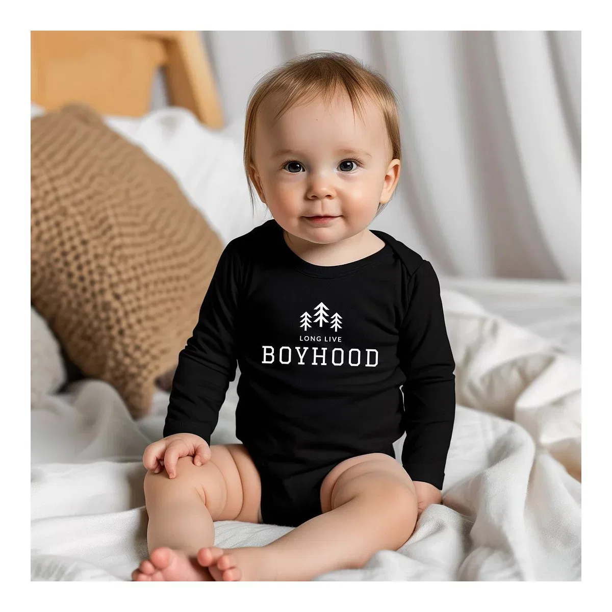 Детское боди с длинным рукавом Long Live Boyhood The Juniper Shop, Black — фото 2