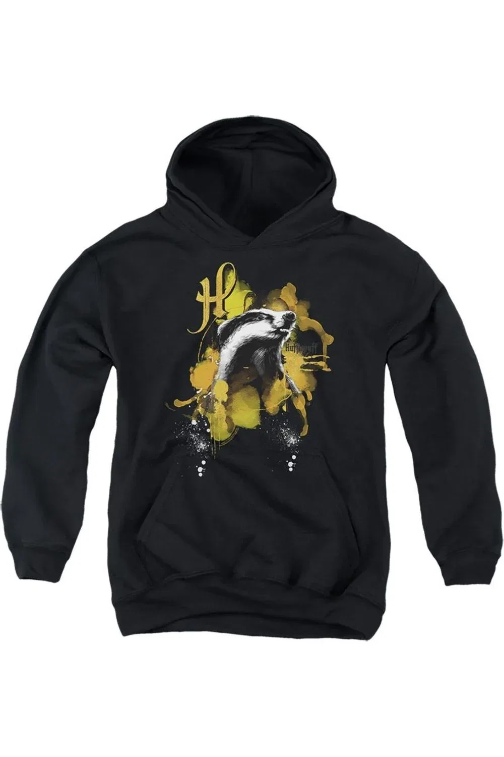 Детское худи с капюшоном с принтом Harry Potter Urban Elegance Hufflepuff Badger Gildan, черный