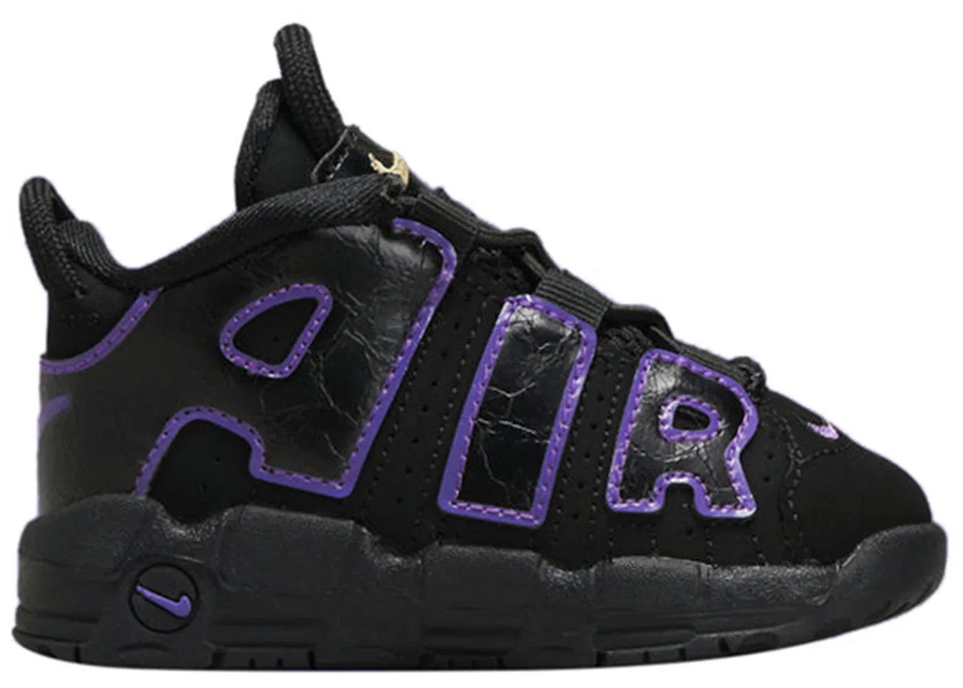 Детские кроссовки с принтом Nike Air More Uptempo Nike, Black/White/Metallic Gold/Action Grape