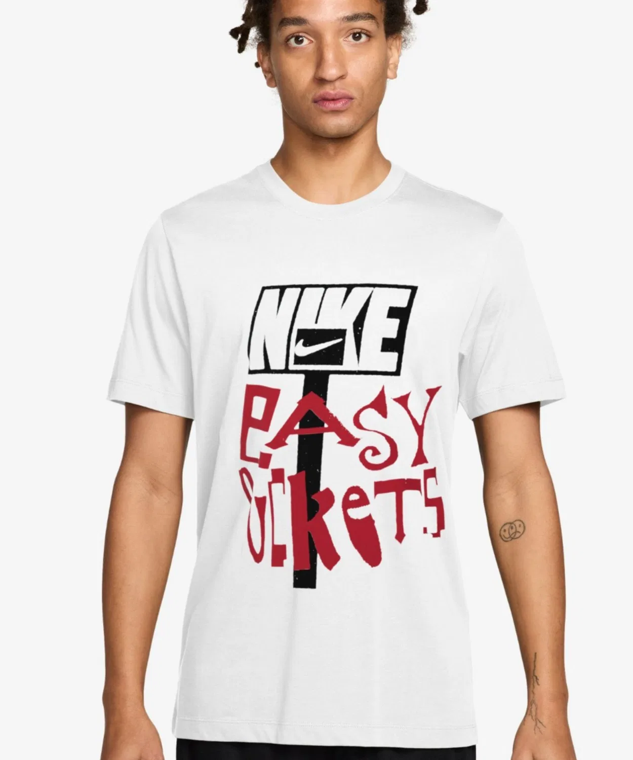 Мужская футболка с коротким рукавом с принтом NIKE Std Asbury HCEasy S/S T-Shirt, Белый