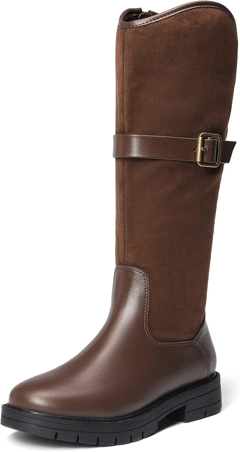 Детские сапоги для девочек с пряжкой DREAM PAIRS, Brown