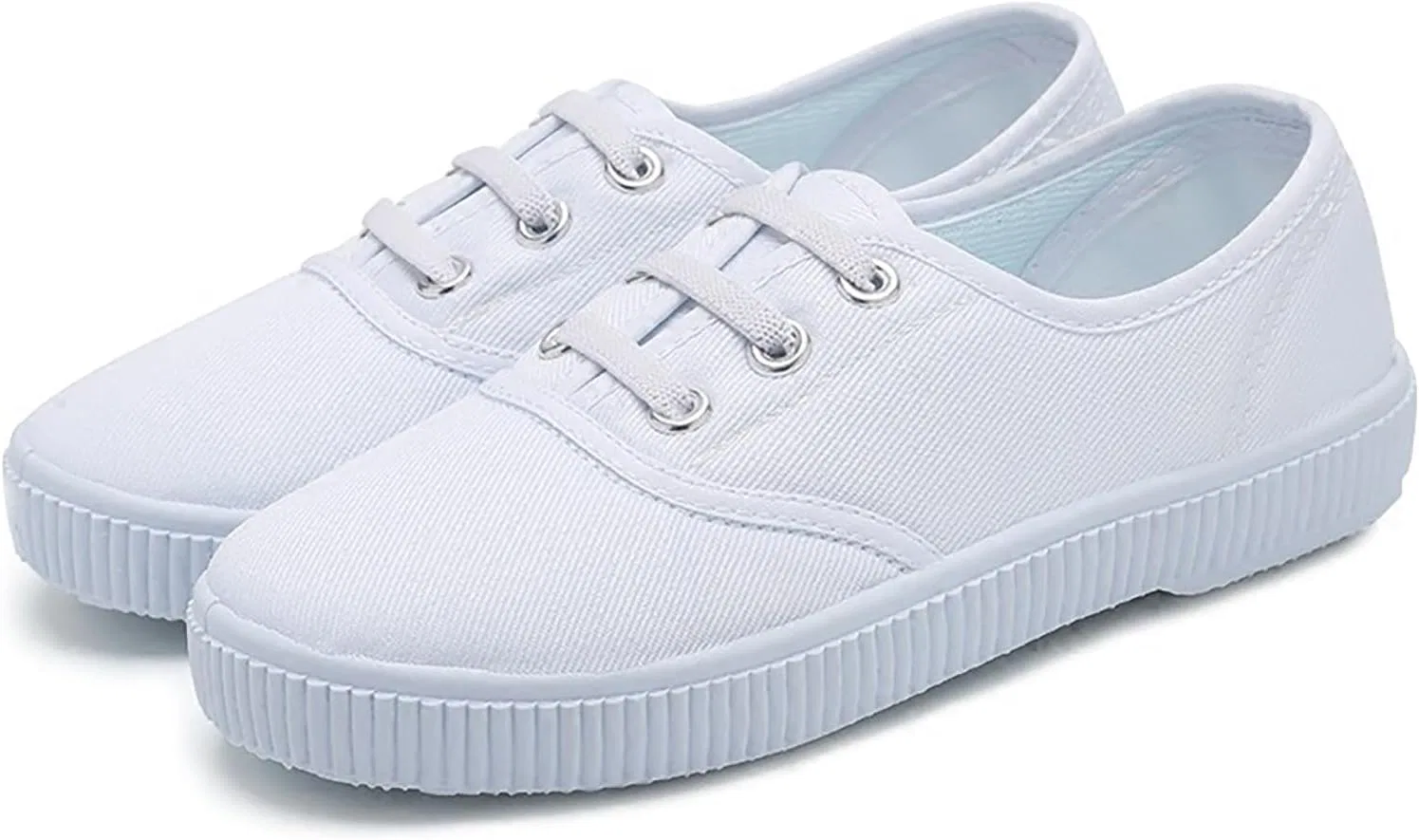 Детские кеды из хлопка на шнуровке с низким верхом HBDHEJL, White — фото 3