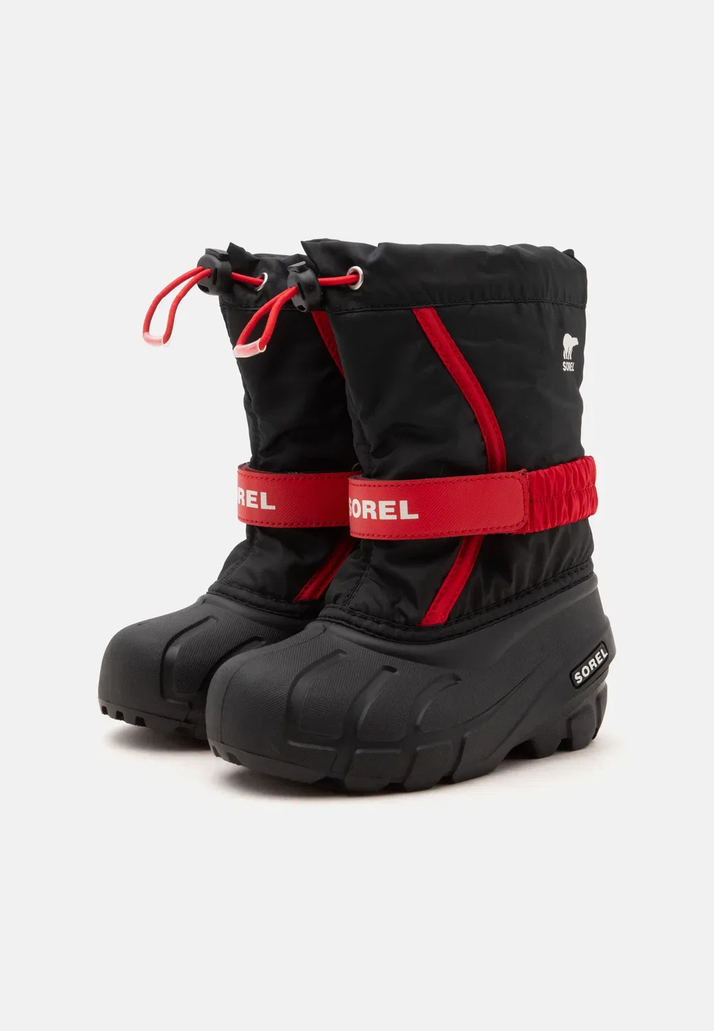 Детские зимние ботинки унисекс с цветочным рисунком Sorel, Black/Bright Red — фото 2
