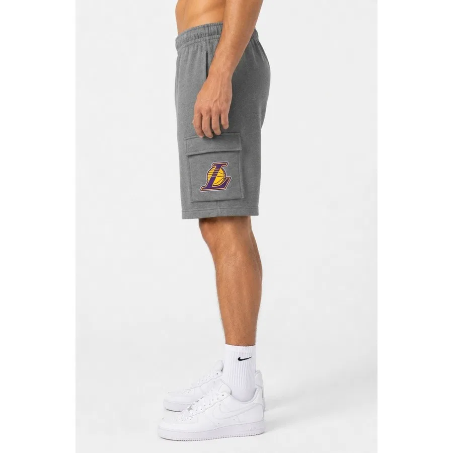 Мужские карго-шорты Nike NBA Los Angeles Lakers Club Courtside, Regular Fit, Серый — фото 3
