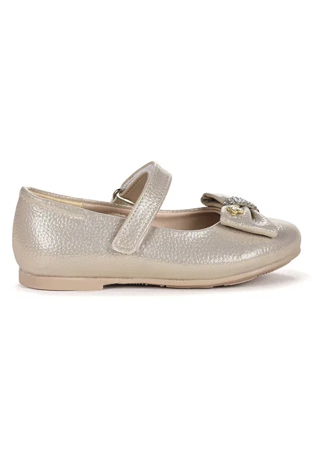 Детские балетки для девочек с бантом Vakko Ege 201 Kiko Kids, Gold — фото 4