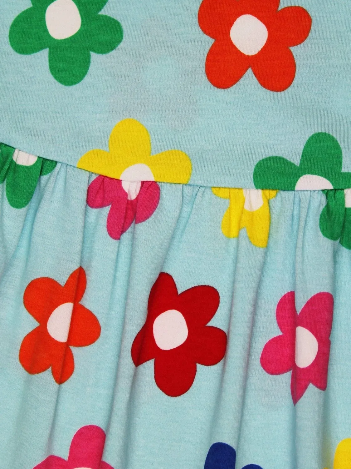 Платье Toby Tiger Bio-Baumwoll Kinder Sommerkleid mit Regenbogenblumen-Druck небесно-голубого цвета — фото 2