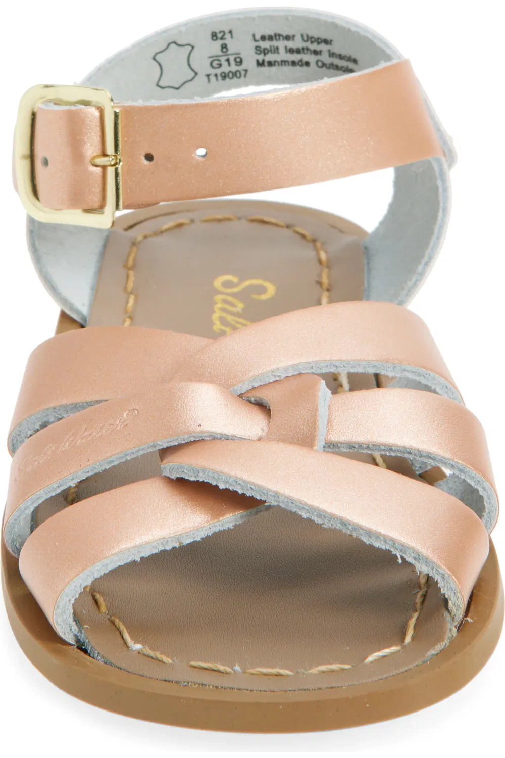 Детские сандалии на щиколотке с кожаным верхом Salt Water Sandals by Hoy, Rose Gold — фото 4
