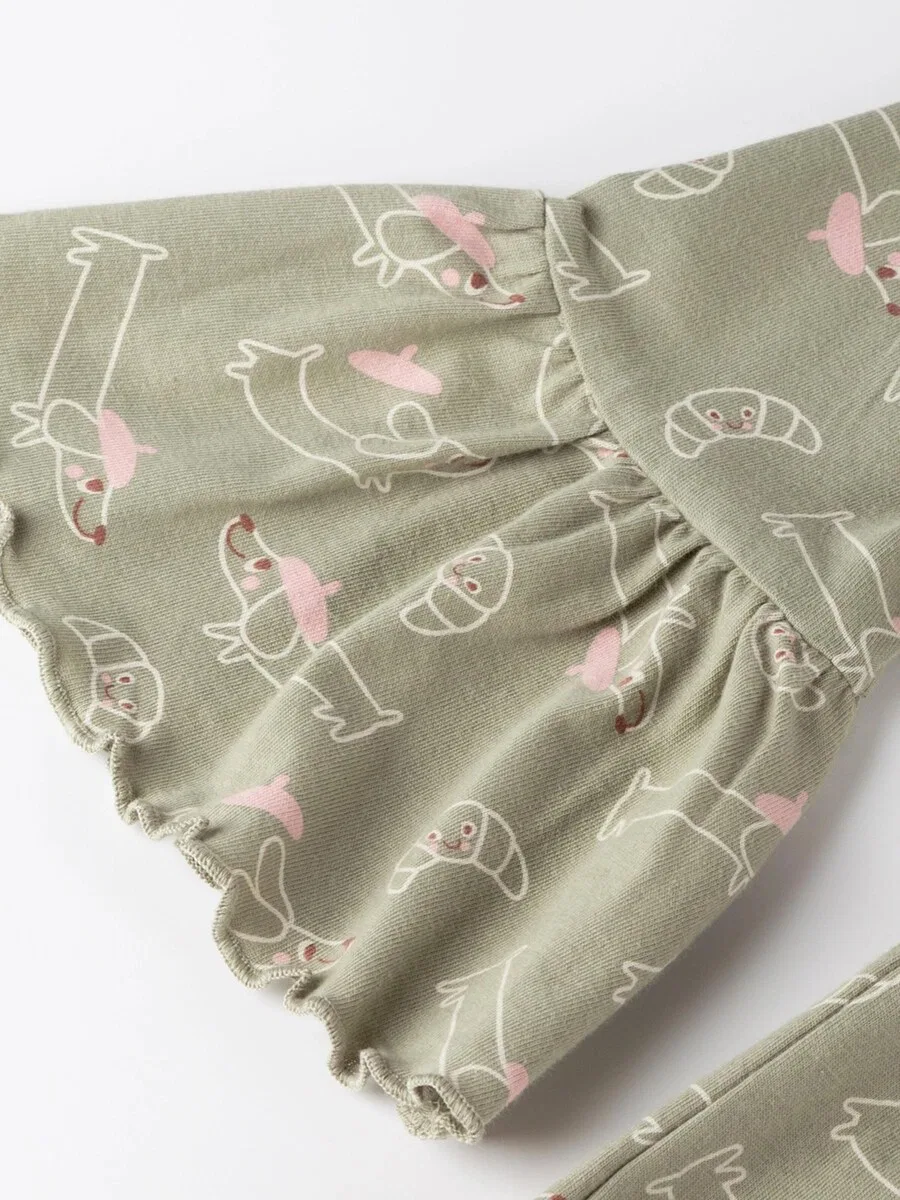 Футболка SIGIKID 'Longshirt Petit Croissant' зеленого цвета — фото 2