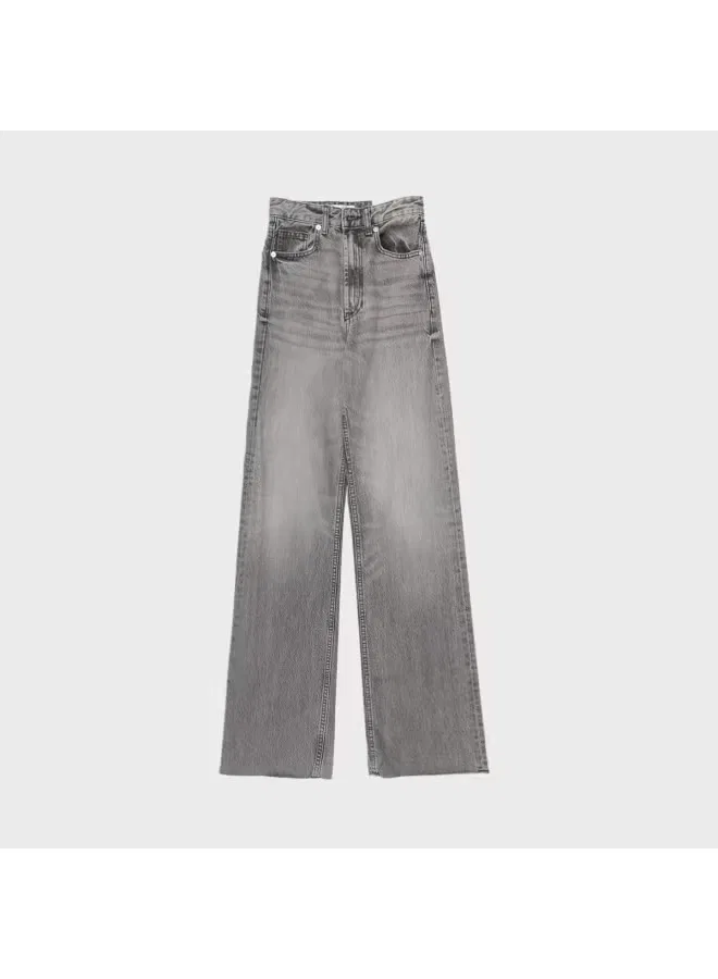 Джинсы классические с потертостями Zara, серебристо-серый — фото 2