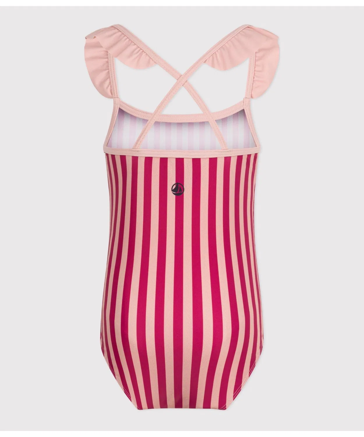 Детский купальник-платье для девочек с принтом в полоску PETIT BATEAU, Pink — фото 2