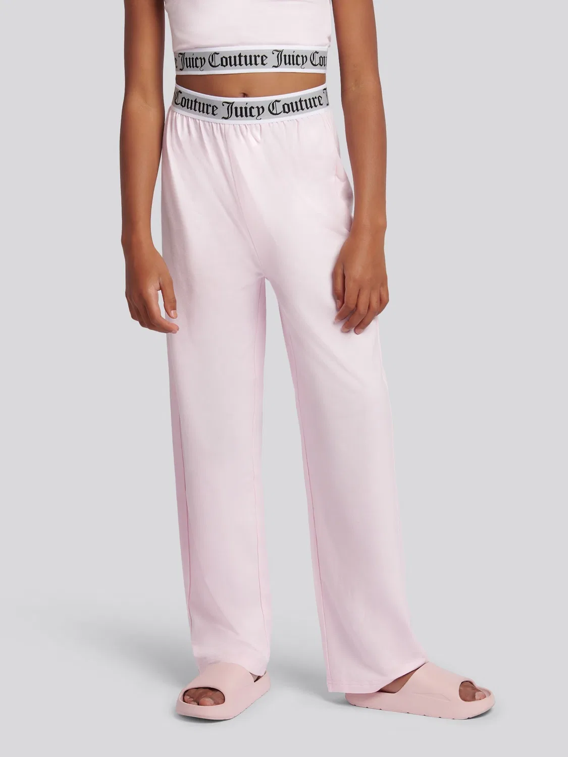 Пижамный комплект: топ-кроп и широкие брюки Juicy Couture, розовый — фото 4