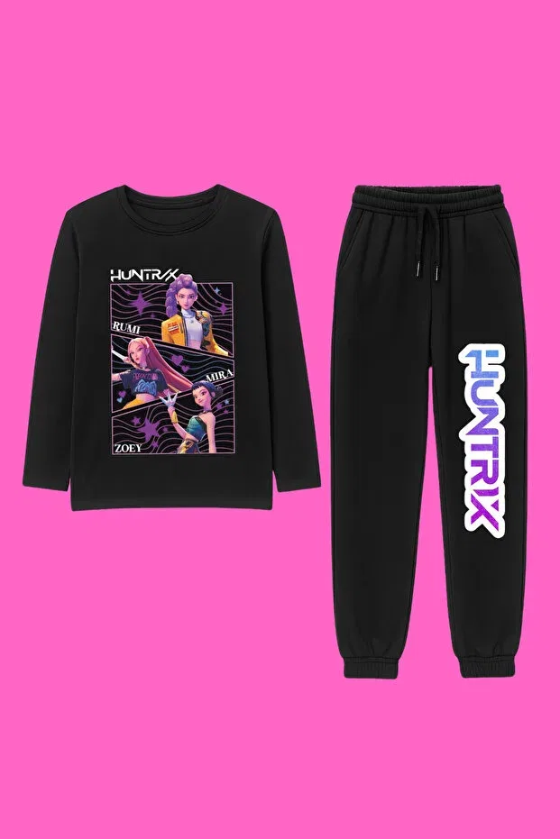 Детский комплект свитшот и брюк с принтом K-Pop Demon Hunters Hunterix Mech Butik, Black