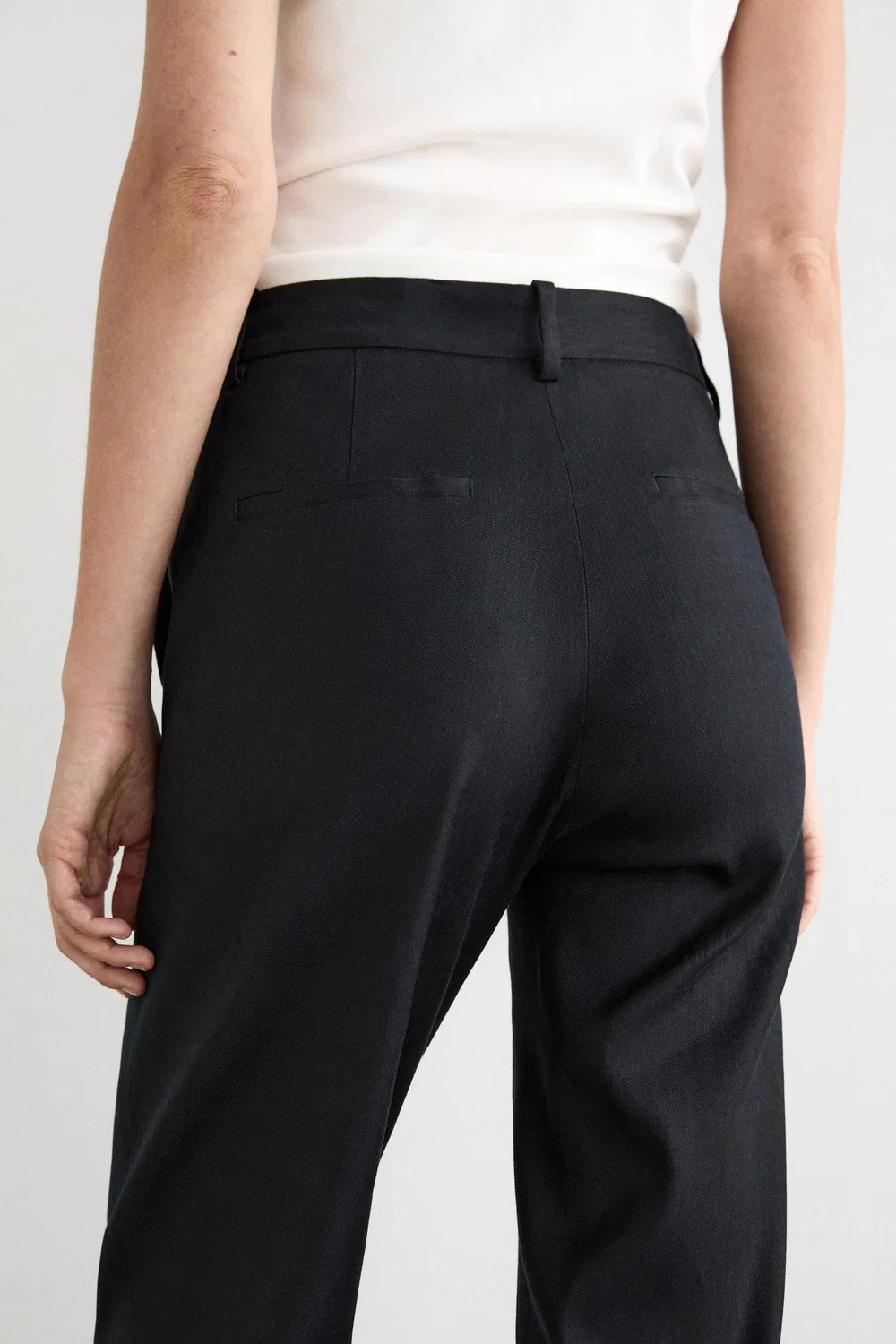 Брюки прямого кроя из смесовой льняной ткани Massimo Dutti, темно-синий — фото 3