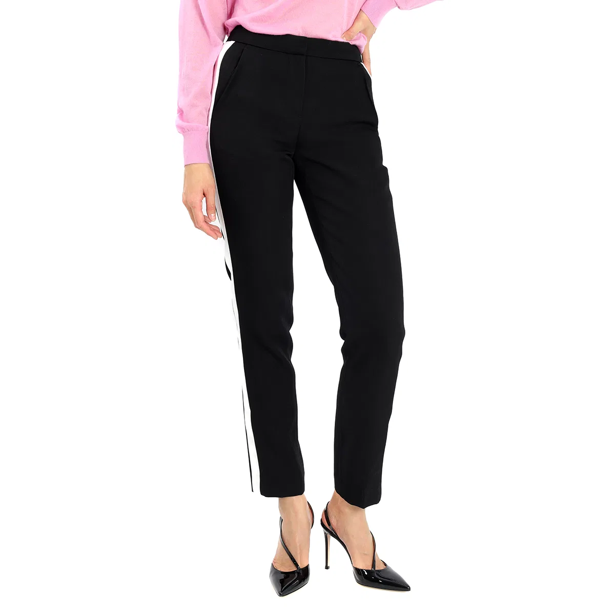 Брюки прямого кроя с шелковыми полосами Hanover Silk Stripe Wool Straight Fit Tailored Trousers Burberry, Black