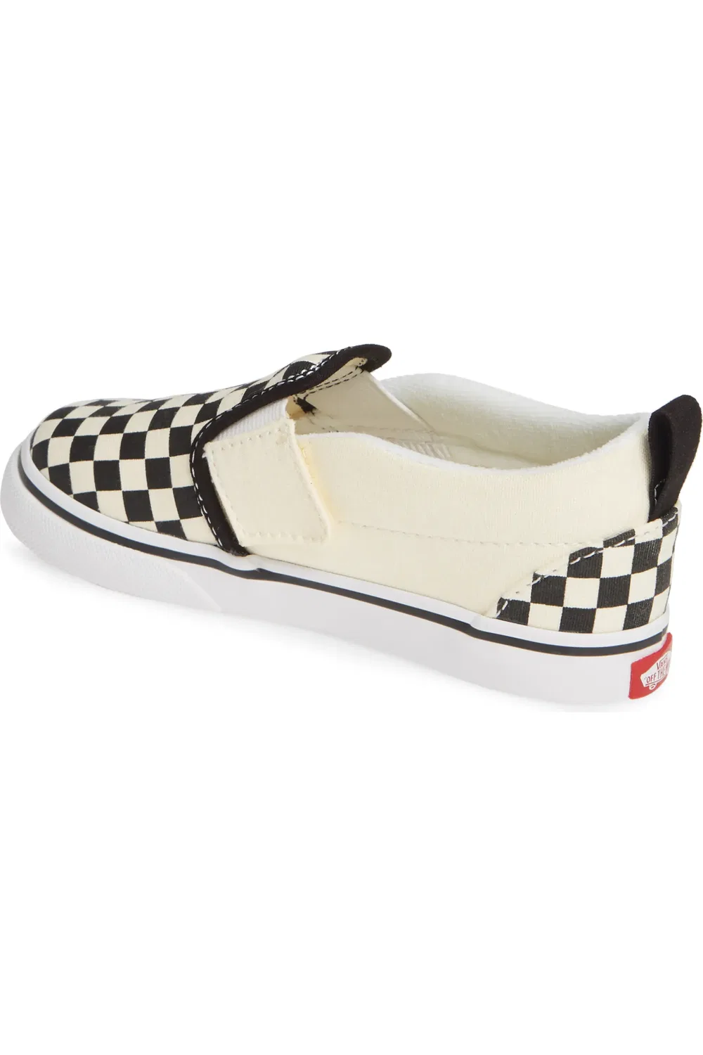 Детские кеды на липучке с шахматным принтом Slip-On Vans, Checkerboard Black/White — фото 2
