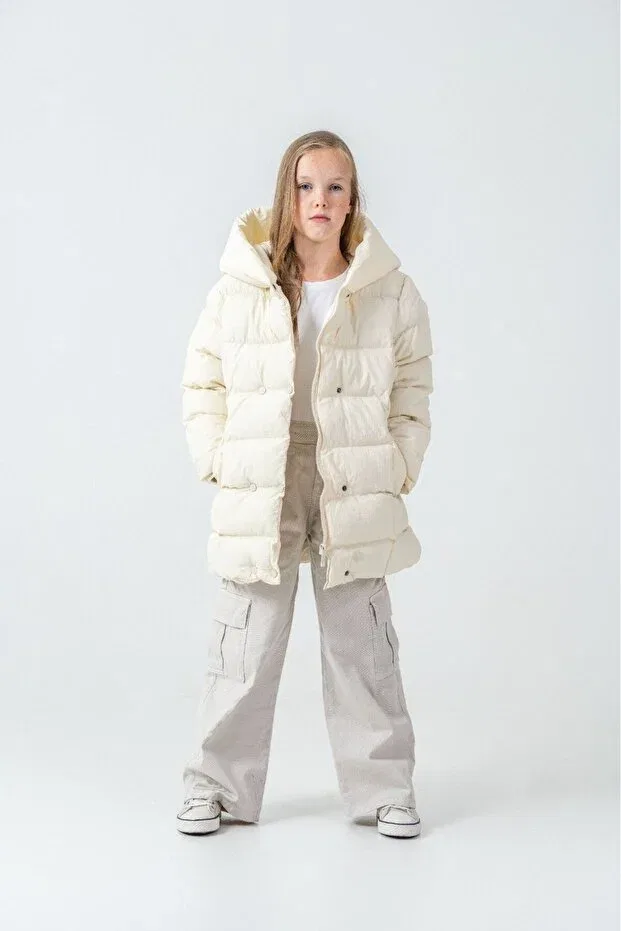 Детское пальто для девочек с капюшоном Winter Cream G-Serko, Nude Color