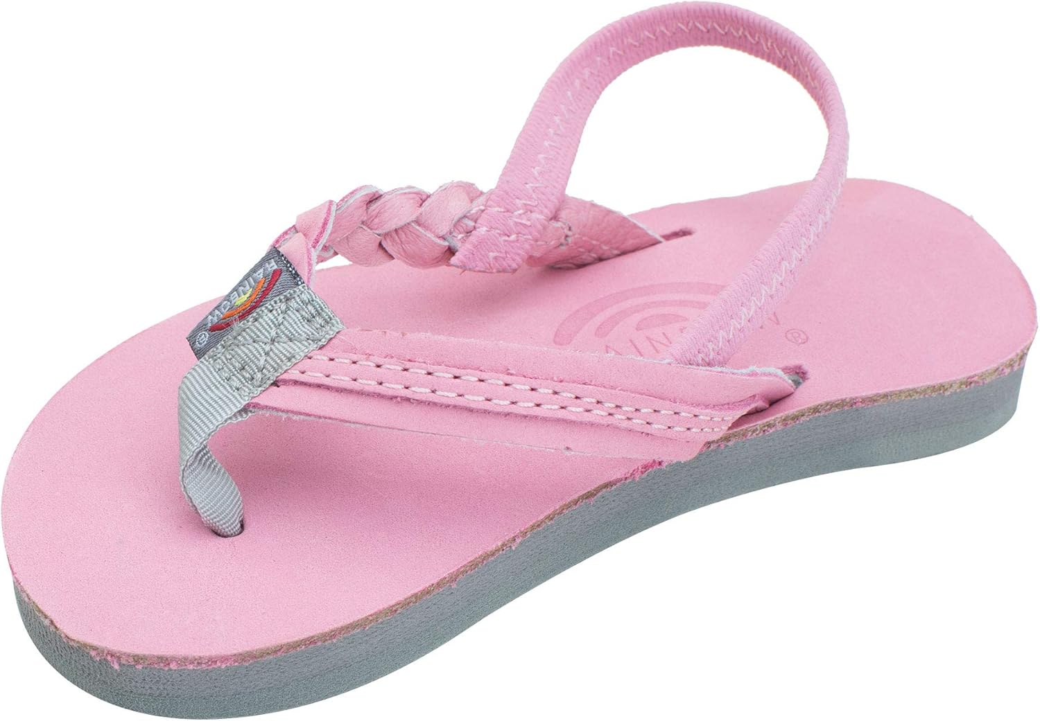 

Детские сандалии Rainbow, один слой, премиум-кожа, плетеный ремешок Flirty Braidy Rainbow Sandals, розовый/серый