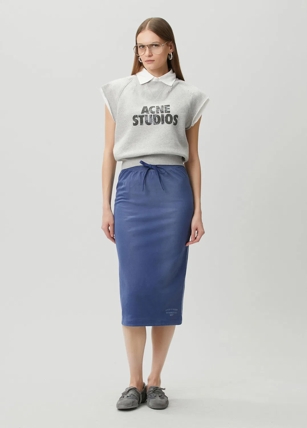Юбка миди Acne Studios, lacivert