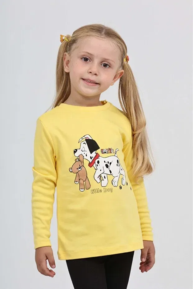 Детские свитшот для девочек с принтом Dog Bear Toontoy, Dark Yellow — фото 3