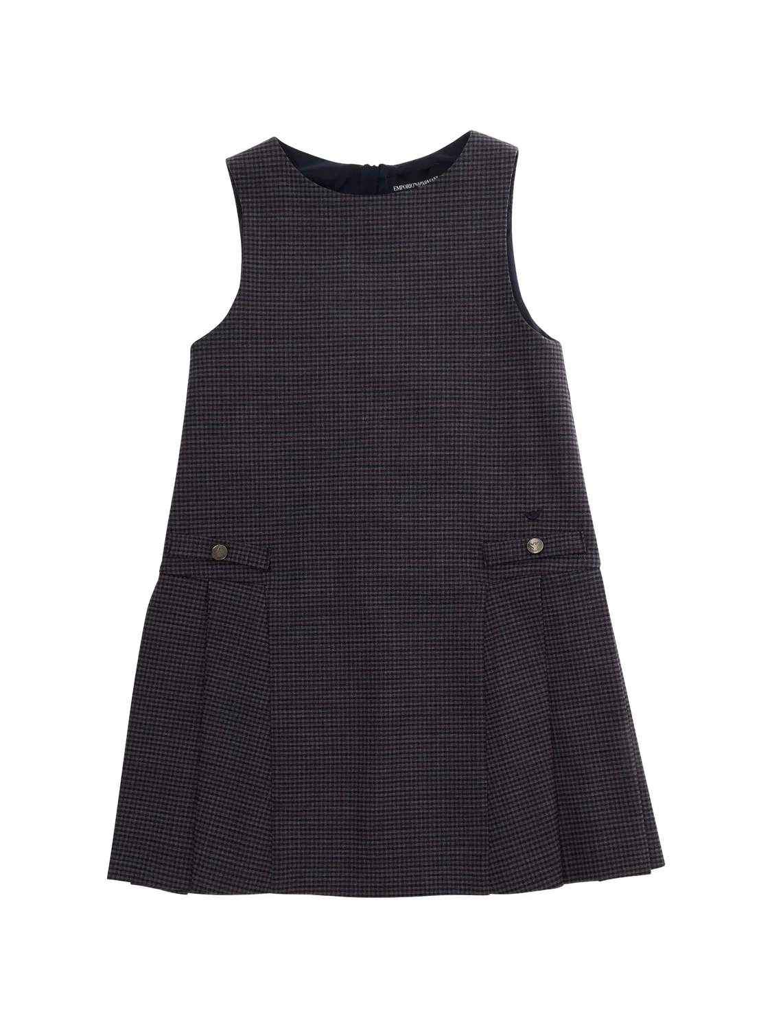 Плиссированное платье с узором «гусиная лапка» Emporio Armani Kids, синий
