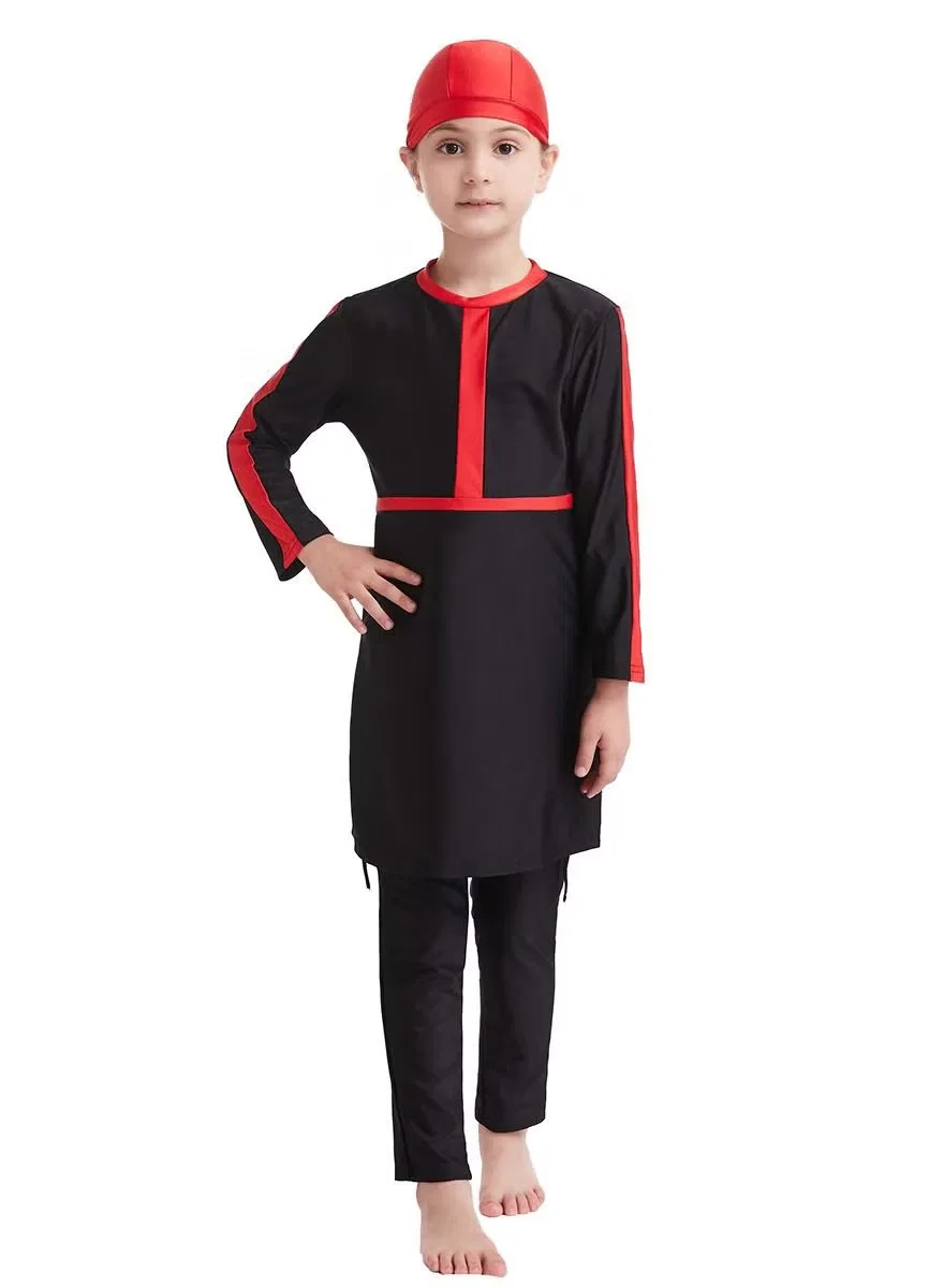 Купальный костюм с длинным рукавом комплект Muslim girl traditional fashion swimwear Loquat, красный