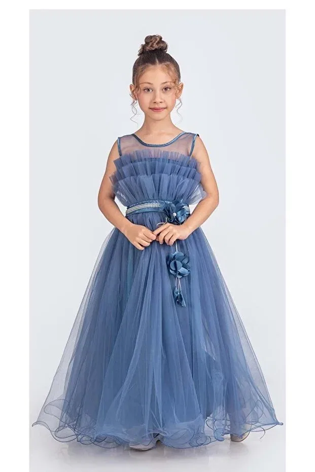 Детское платье для девочек с открытыми плечами Mnk Baby&Kids, Indigo